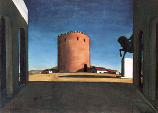 キリコ作品 (赤い塔) 画像