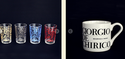 デ・キリコ展のグッズ画像 (マグカップとグラス)